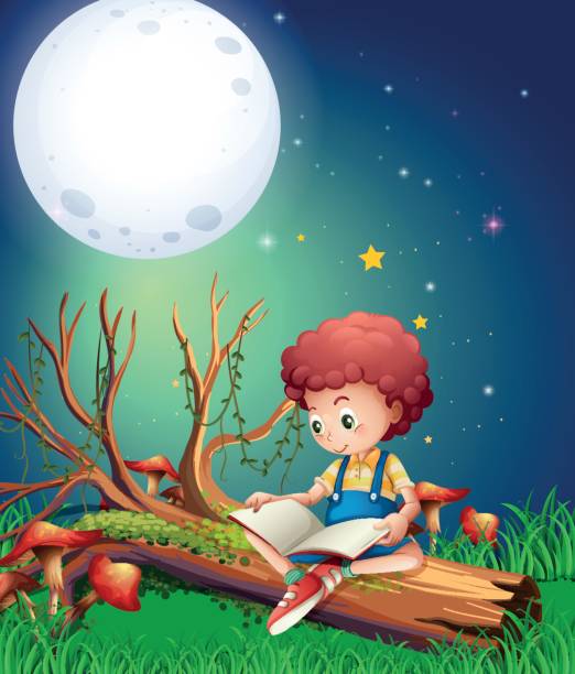 Reading in front of moon Reading in front of moon